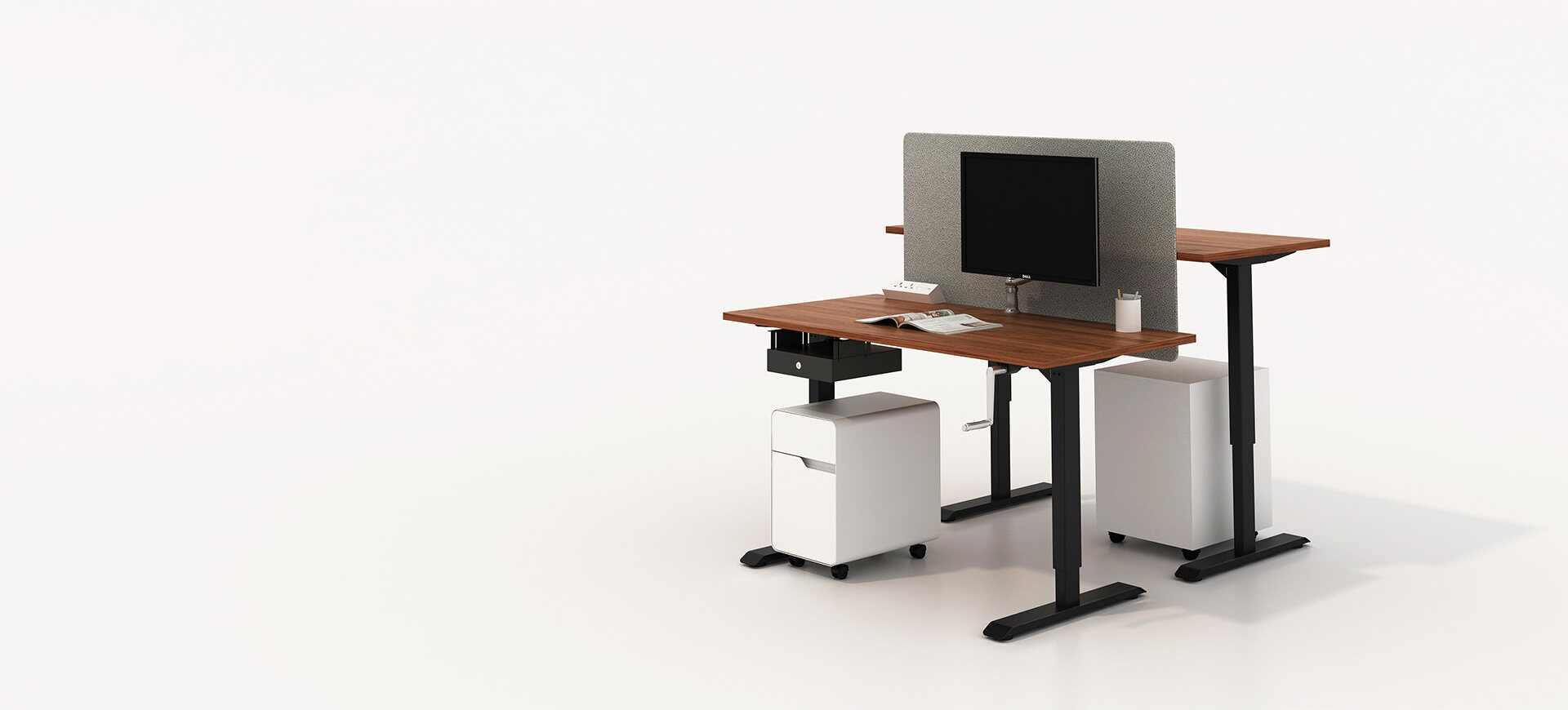 Cranked height adjustable table,single desk,manual sit stand desk