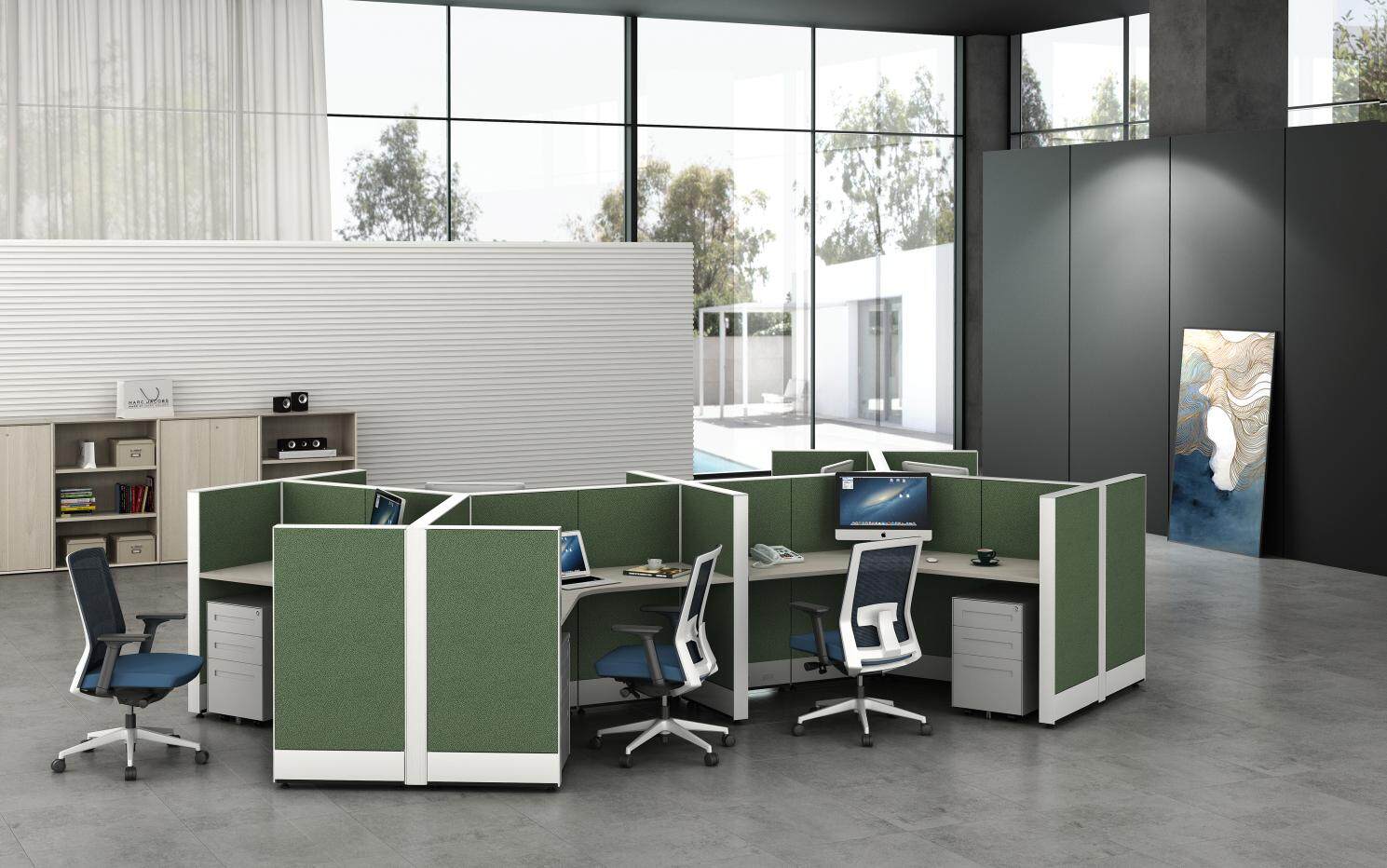 l-shaped modular cubicle