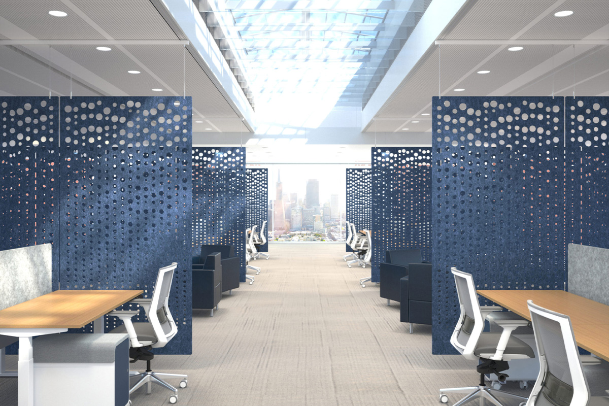 How PET Felt Partitions and Acoustic Lights Solve Office Noise Problems?