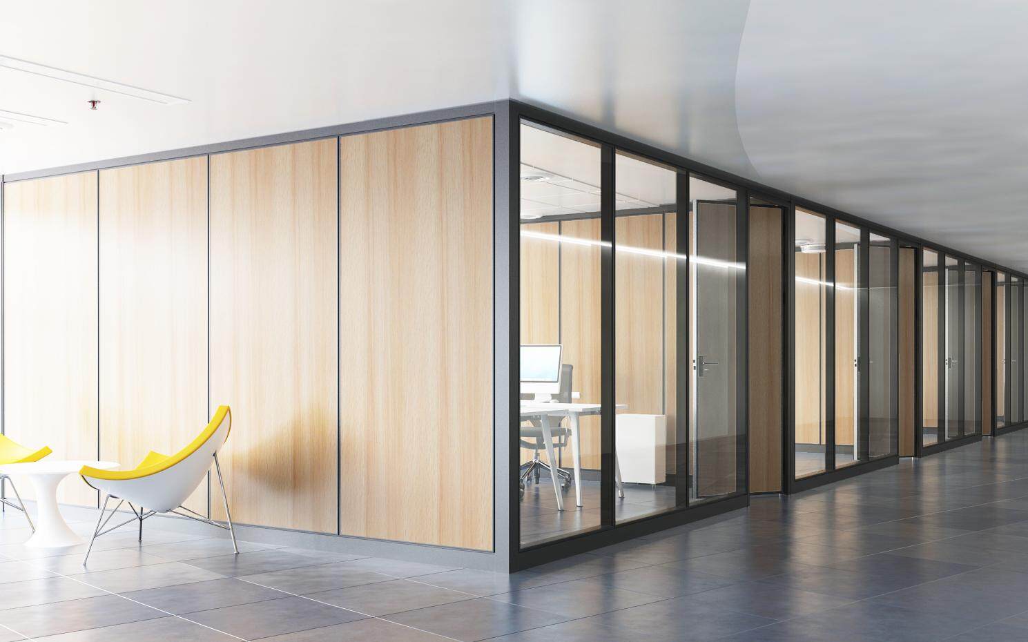 full height glass partition