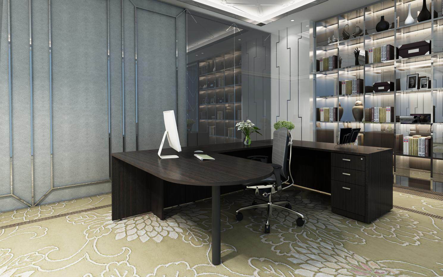 modern office l-shaped desks