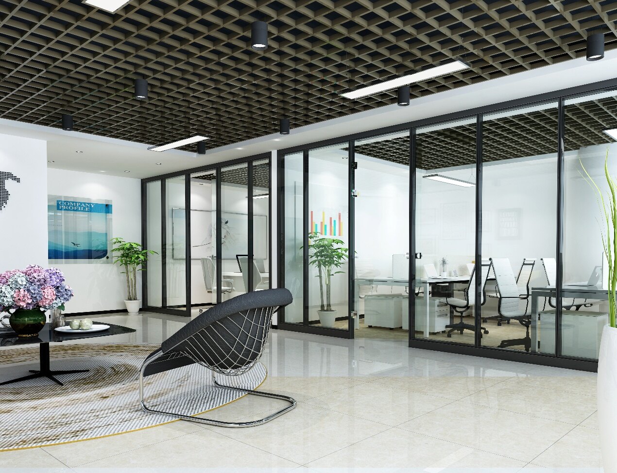 full height glass partition