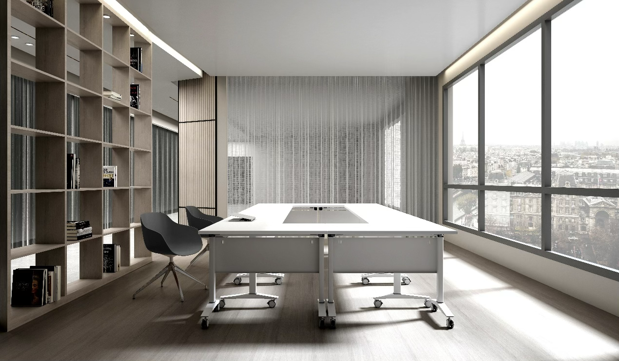 Elevate office spaces with train chairs and tables