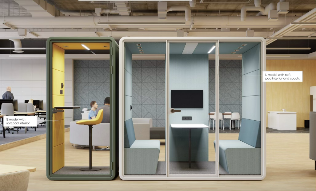 Combining M&W S model phone booth with L model shape to create an efficient workspace