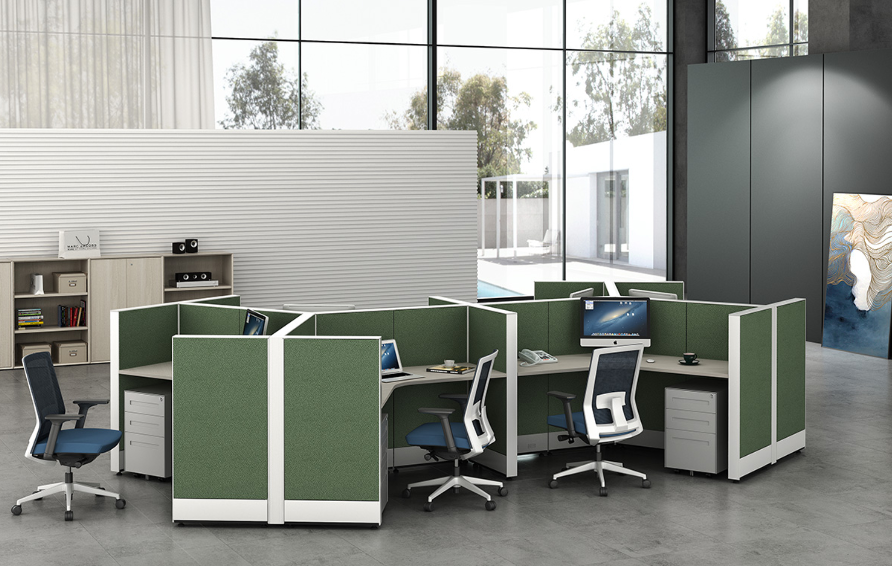 4-person cubicle pods