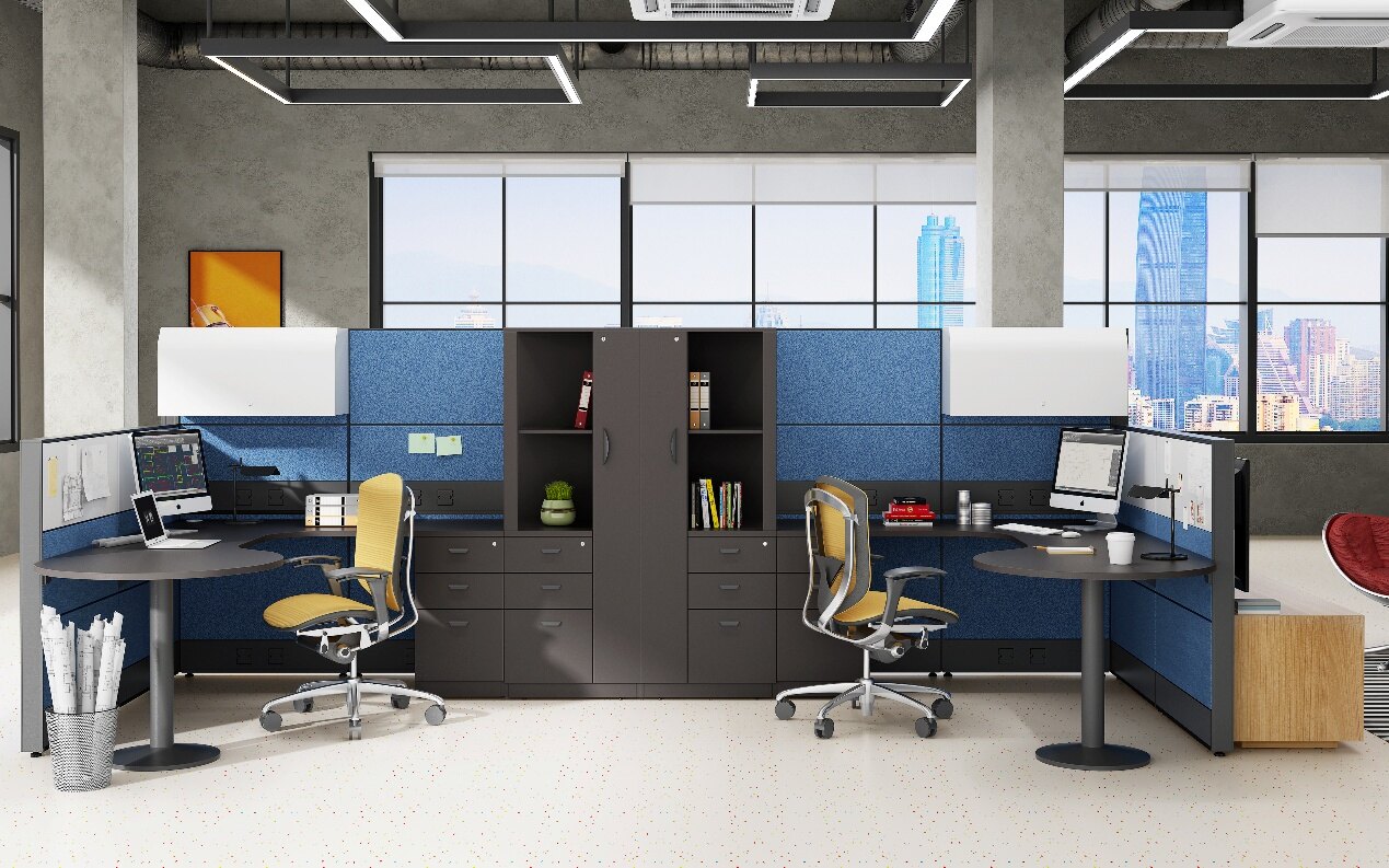 low-wall office cubicles