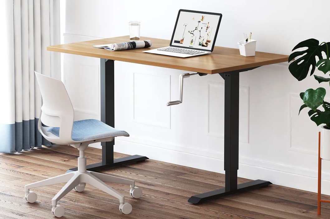manual sit-to-stand computer desks