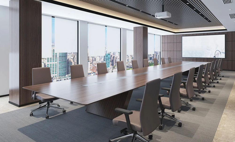 slant veneer conference table