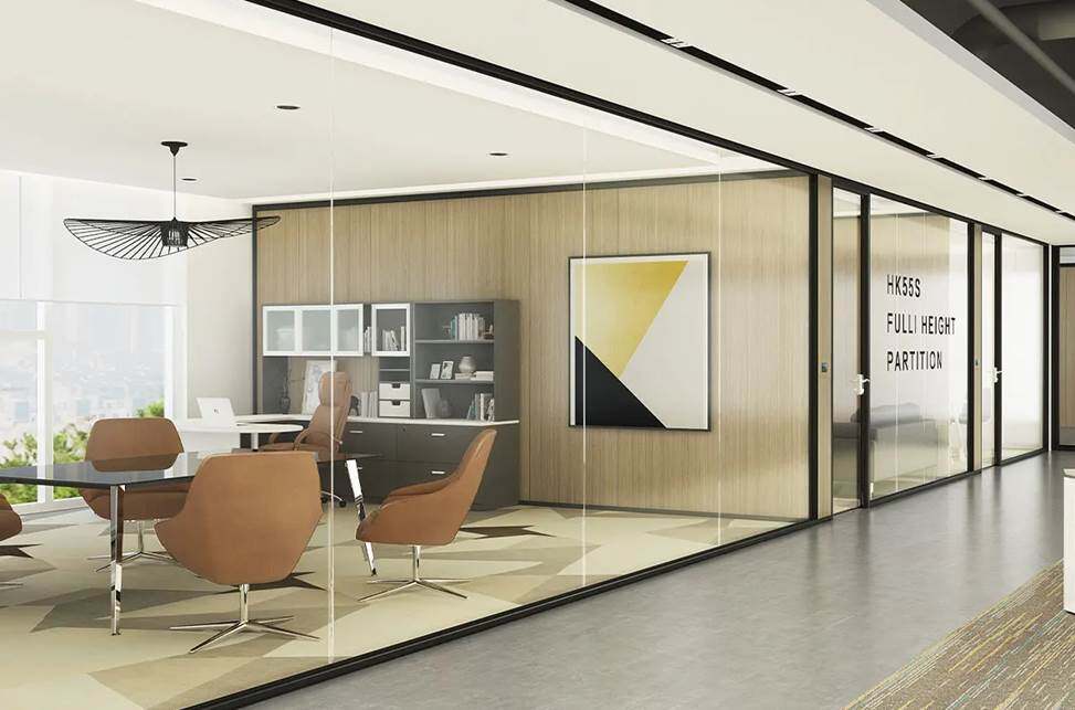 full-height glass partition wall
