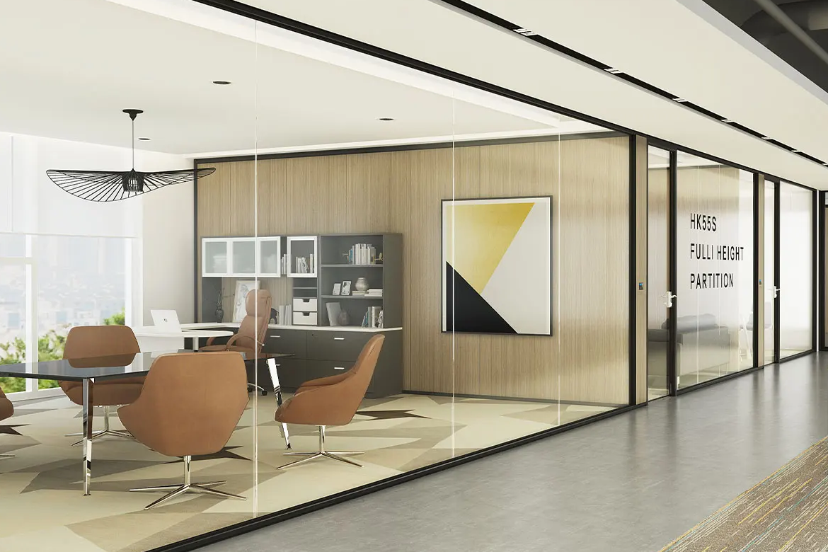 M&W full height glass partition wall