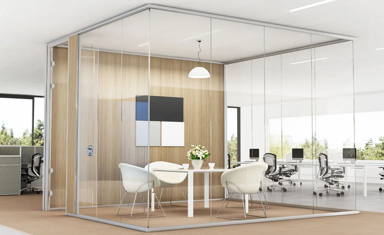 full height glass partition wall
